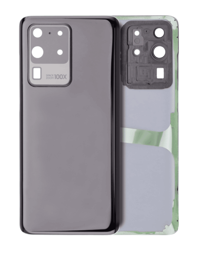 Coque arrière en verre avec objectif pour Samsung Galaxy S20 Ultra 5G (sans logo) (Adaptable) (Noir cosmique)