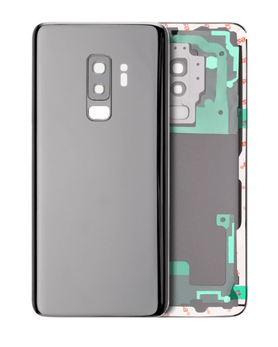 Cache arrière verre avec lentille de caméra pour Samsung Galaxy S9 Plus (No Logo) (compatible qualité supérieure) (Titanium Gray)