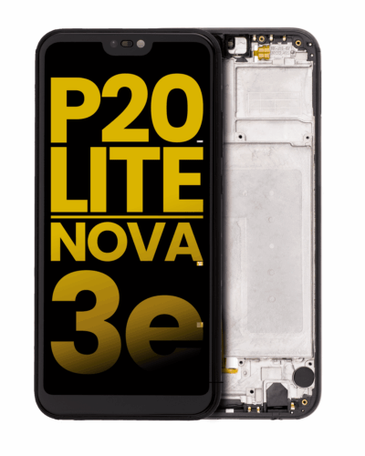 Écran LCD avec cadre pour Huawei P20 Lite / Nova 3e (reconditionné) (noir)