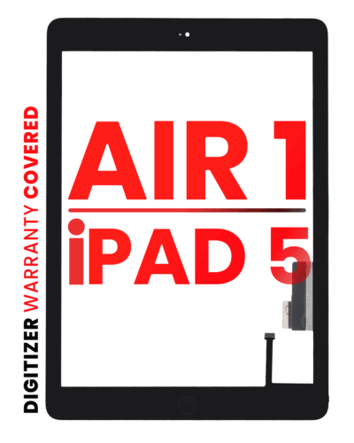 Numériseur pour iPad Air 1 / iPad 5 (2017) (Bouton d'accueil préinstallé pour iPad Air 1) (Adaptateur Pro: XO7) (Noir)