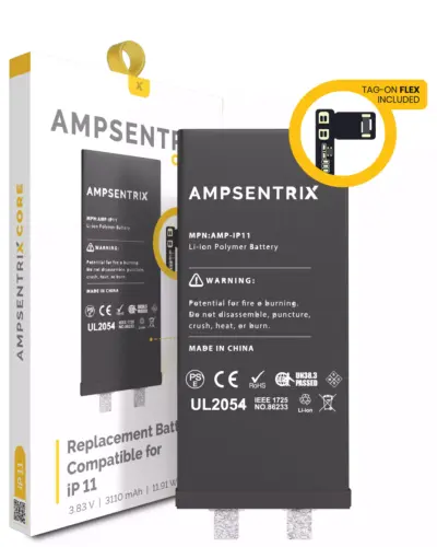 Batterie de remplacement avec connecteur universel pour iPhone 11 (soudure par points requise) (AmpSentrix Core)