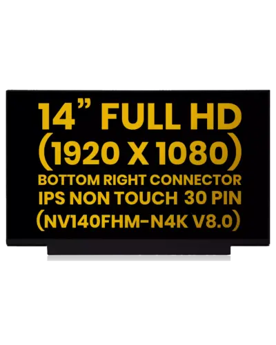 14" LCD Panel (1920x1080, 30 Pin IPS FHD) For Lenovo / HP / Dell / Acer / ASUS / Toast POS (NV140FHM-N4K V8.0) (Premium) (All Colors)