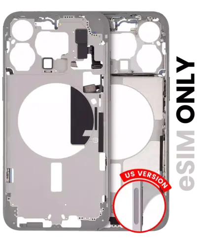 Boîtier intermédiaire avec petites pièces pour iPhone 15 Pro Max (version US) (Pièce d'origine d'occasion: Grade B) (Titane blanc) – Image 3