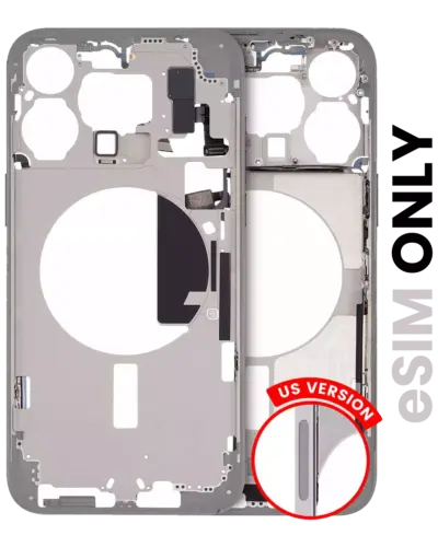 Mid-Frame Housing W/ Small Parts For iPhone 15 Pro Max (US Version) (Used OEM Pull: Grade A) (White Titanium)