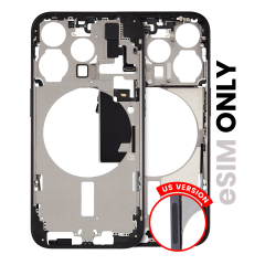 Mid-cadre châssis W/ Small Parts pour iPhone 15 Pro (US Version) (Used OEM Pull: Grade A) (Black Titanium)