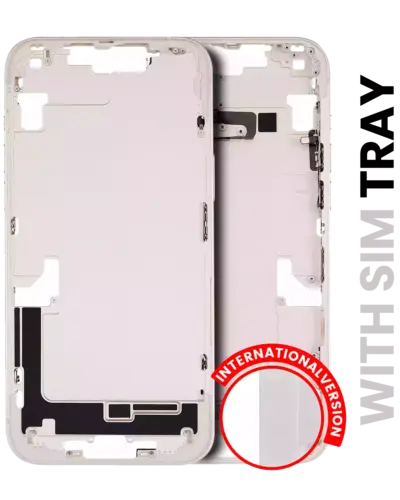 Boîtier intermédiaire avec petites pièces pour iPhone 14 Plus (version UE/globale) (Pièce d'origine d'occasion: Grade A) (lumière stellaire)