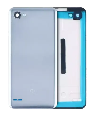 Back Cover Glass For LG Q6 With Finger Print (Genuine OEM) (Ice Platinum Silver)