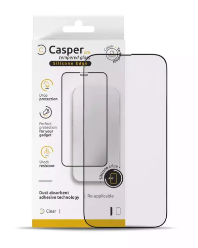 Casper Pro Silicone Tempered Glass For iPhone 16 Pro Max / 17 Pro Max / 18 Pro Max (Retail Pack) (Clear)