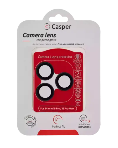 Casper Camera Lens Protector For iPhone 16 Pro / 16 Pro Max (Black) (Clear)