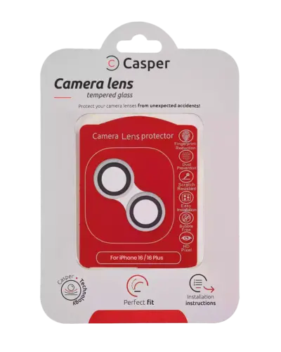 Casper Camera Lens Protector For iPhone 16 / 16 Plus (White) (Clear)