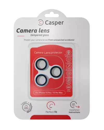 Casper Camera Lens Protector For iPhone 15 Pro / 15 Pro Max (Blue Titanium) (Clear)