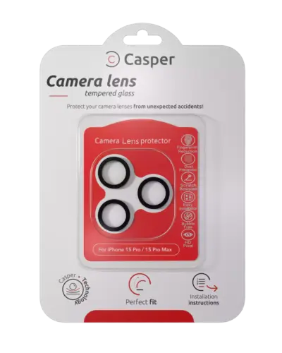 Casper Camera Lens Protector For iPhone 15 Pro / 15 Pro Max (Clear) (Gray)