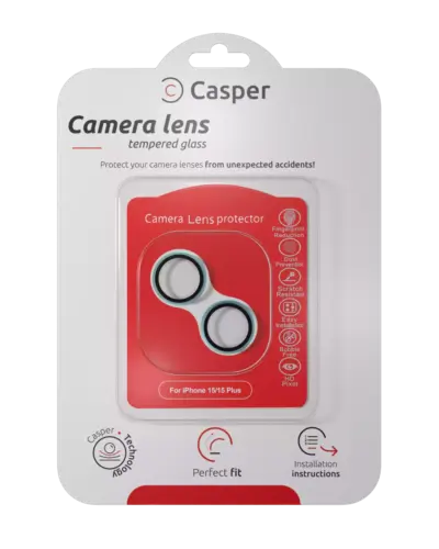 Casper Camera Lens Protector For iPhone 15 / 15 Plus (blue) (Clear)