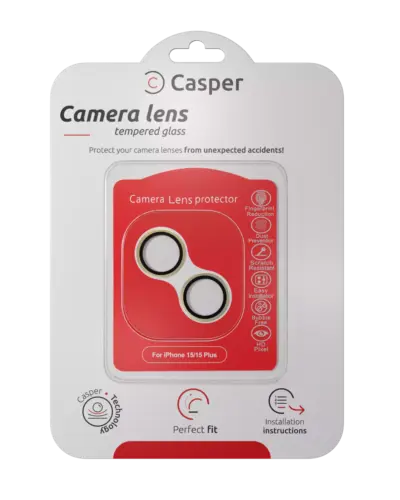 Casper Camera Lens Protector For iPhone 15 / 15 Plus (yellow) (Clear)