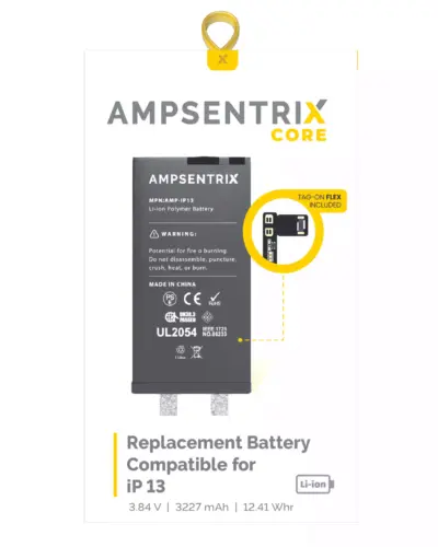 Batterie de remplacement avec connecteur universel pour iPhone 13 (soudure par points requise) (AmpSentrix Core) – Image 2