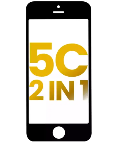 2 in 1 (Front Glass + Frame Pre-Installed) For iPhone 5C (Black) (2 Pack)