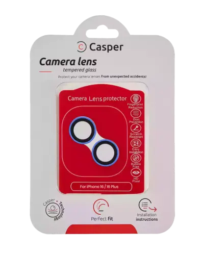 Casper Camera Lens Protector For iPhone 16 / 16 Plus (Ultramarine) (Clear)