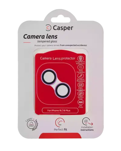 Casper Camera Lens Protector For iPhone 16 / 16 Plus (Pink) (Clear)