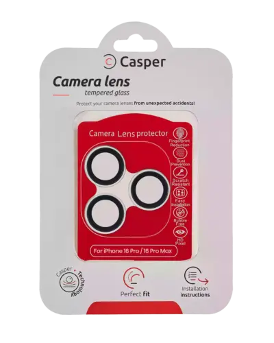 Casper Camera Lens Protector For iPhone 16 Pro / 16 Pro Max (Silver) (Clear)