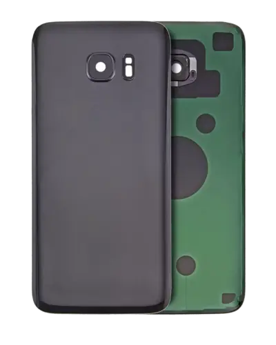 Back Cover Glass With Camera Lens For Samsung Galaxy S7 Edge (No Logo) (Aftermarket Plus) (Black)