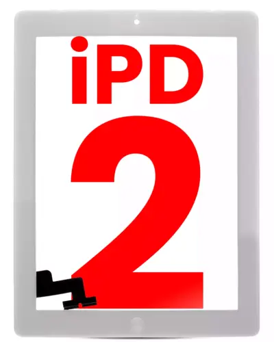 Numériseur pour iPad 2 (bouton d'accueil préinstallé) (compatible qualité supérieure) (blanc)