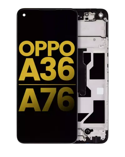 Écran LCD avec cadre pour OPPO A36 / A76 (reconditionné) (toutes couleurs)