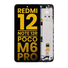 LCD Assembly With Frame Compatible For Xiaomi Redmi 12 4G / Redmi 12 5G /Redmi Note 12R / Poco M6 Pro (Refurbished) (All Colors)