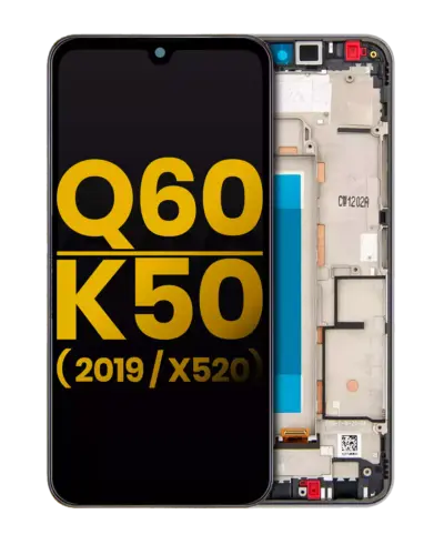 LCD Assembly With Frame For LG Q60 (Single Card Version) / K50 (2019 / X520) (Refurbished) (Silver)