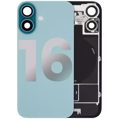 Back Glass w/ MagSafe Magnet & NFC & Flashlight Flex For iPhone 16 (Used OEM Pull: Grade A) (Teal)