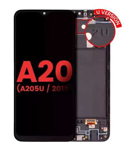 Écran OLED avec cadre pour Samsung Galaxy A20 (A205U / 2019) (Version U) (Adaptable Plus) (Toutes les couleurs)
