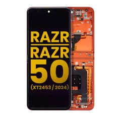 Main OLED Assembly With Frame For Motorola Razr 2024 / Razr 50 (XT2453 / 2024) (Refurbished) (Spritz Orange)