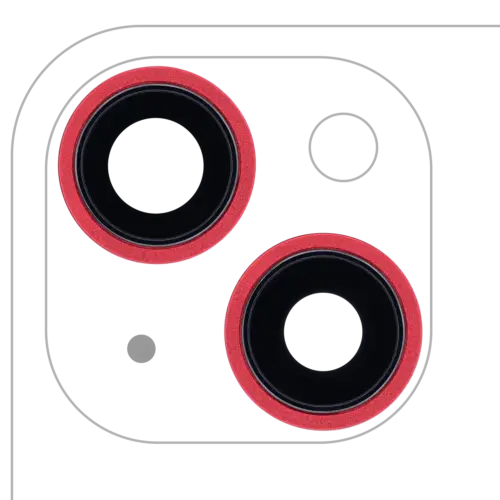 Back Camera Lens With Bracket & Bezel For iPhone 13 / 13 Mini (2 Piece Set) (Real Sapphire) (Premium) (Red)