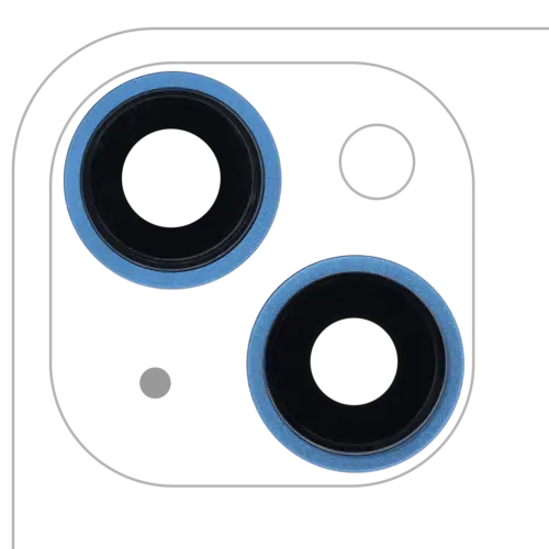 Back Camera Lens With Bracket & Bezel For iPhone 13 / 13 Mini (2 Piece Set) (Real Sapphire) (Premium) (Blue)