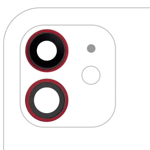 Objectif de caméra arrière avec support et cadre pour iPhone 12 / 12 Mini (compatible qualité supérieure) (Rouge) (Lot de 10) – Image 3