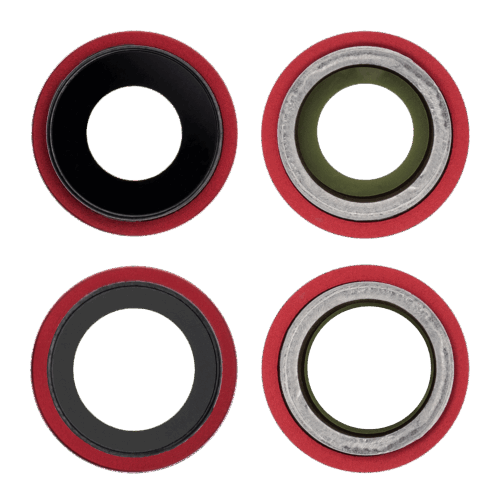 Objectif de caméra arrière avec support et cadre pour iPhone 12 / 12 Mini (compatible qualité supérieure) (Rouge) (Lot de 10) – Image 2