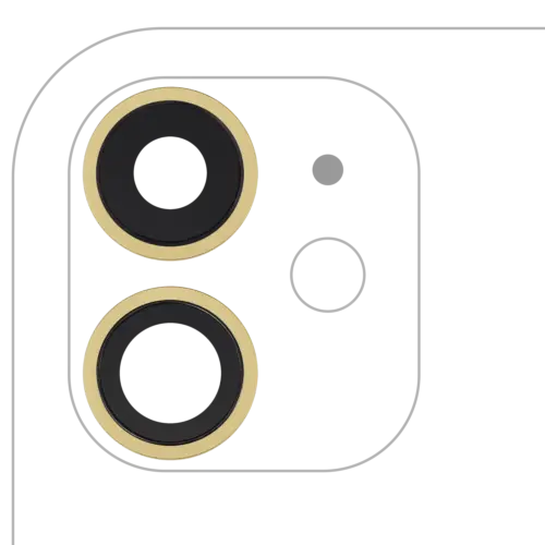 Objectif de caméra arrière avec support et cadre pour iPhone 11 (ensemble de 2 pièces) (Saphir véritable) (Premium) (Jaune)