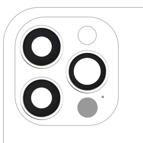 Objectif de caméra arrière avec support et cadre pour iPhone 12 Pro (ensemble de 3 pièces) (Saphir véritable / premium) (Argent)