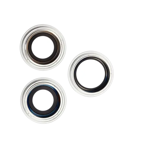 Objectif de caméra arrière avec support et cadre pour iPhone 12 Pro (ensemble de 3 pièces) (Saphir véritable / premium) (Argent) – Image 3