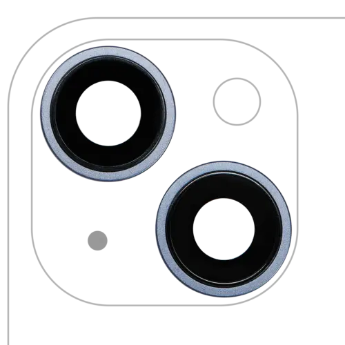 Objectif de caméra arrière avec support et cadre pour iPhone 14 / 14 Plus (ensemble de 2 pièces) (premium) (Bleu) – Image 2