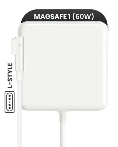 Apple 60W MagSafe 1 Wall Adapter (L-Style) (A1344) (US Version) (OEM Grade A/B, Bulk Packaging)