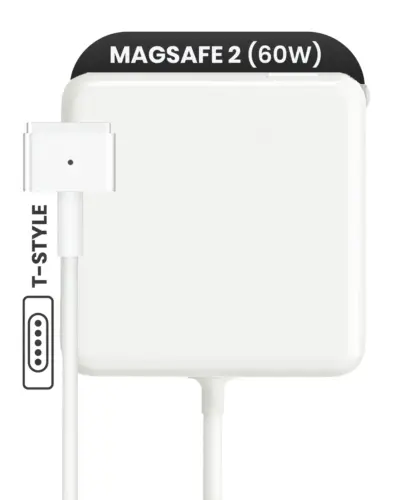 Apple 60W MagSafe 2 Wall Adapter (T-Style) (OEM Grade A/B, Bulk Packaging)