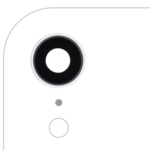 Objectif de caméra arrière avec support et cadre pour iPhone XR (Saphir véritable) (Premium) (Blanc) (Lot de 10)
