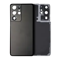 Cache arrière verre avec lentille de caméra pour Samsung Galaxy S21 Ultra (Service Pack) (Phantom Black)