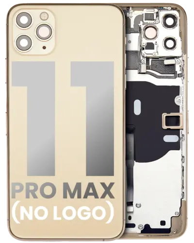 Coque arrière avec petits composants préinstallés pour iPhone 11 Pro Max (sans logo) (Pièce de rechange Plus) (Or)