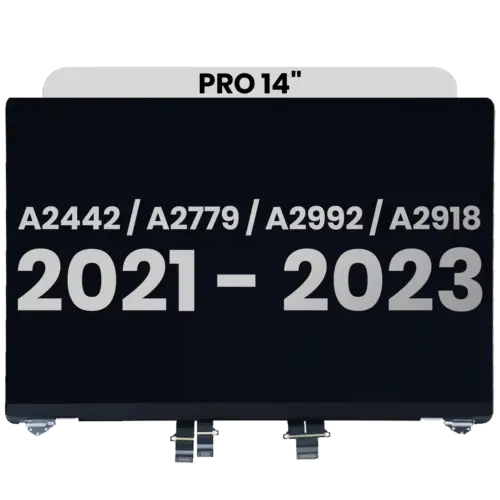 Complete LCD Display Assembly For MacBook Pro 14" (A2442 / Late 2021) / (A2779 / Late 2023 ) / (A2992 / Late 2023) / (A2918 / Late 2023) (Pre-installed Lid Angle Sensor cable) (Used OEM Pull: Grade A) (Silver)