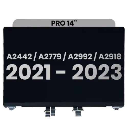Complete LCD Display Assembly For MacBook Pro 14" (A2442 / Late 2021) / (A2779 / Late 2023 ) / (A2918 / Late 2023) (Pre-installed Lid Angle Sensor cable) (Used OEM Pull: Grade B) (Space Gray)