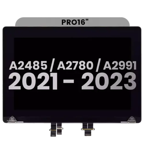 Complete LCD Display Assembly For MacBook Pro 16" A2485 (2021) Pro / Max / A2780 (2023) / A2991 (2023) (Pre-installed Lid Angle Sensor cable) (Used OEM Pull: Grade A) (Space Gray)