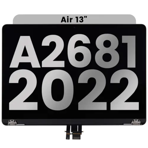 Complete LCD Display Assembly For MacBook Air 13" (A2681 / Mid 2022) (Pre-installed Lid Angle Sensor cable) (Used OEM Pull: Grade A) (Space Gray)