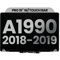Complete écran LCD bloc pour MacBook Pro 15" A1990 (2018-2019) (Used OEM Pull: Grade A) (gris sidéral)