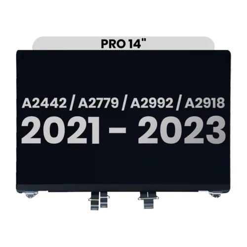 Complete LCD Display Assembly For MacBook Pro 14" (A2442 / Late 2021) / (A2779 / Late 2023 ) / (A2992 / Late 2023) / (A2918 / Late 2023) (Pre-installed Lid Angle Sensor cable) (Used OEM Pull: Grade B) (Silver)
